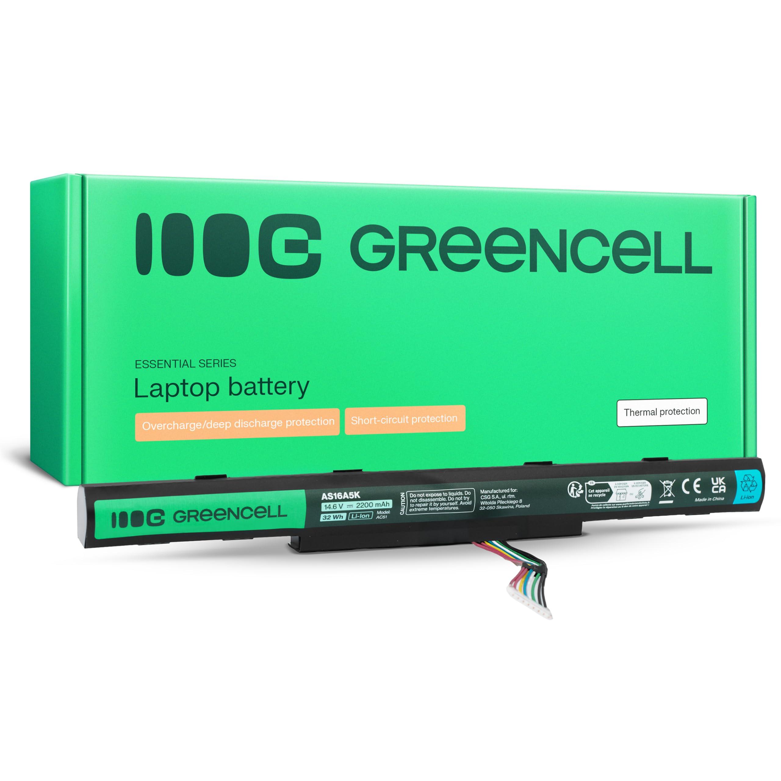 Green Cell Batteria Acer AS16A5K AS16A7K AS16A8K per Acer Aspire E15 E5-575 E5-575G E5-575T E5-575TG E5-553 E5-553G F15 F5-573 F5-573G F5-573G-52M7 F5-573G-574E E17 E5-774 E5-774G E5-575T-58WH