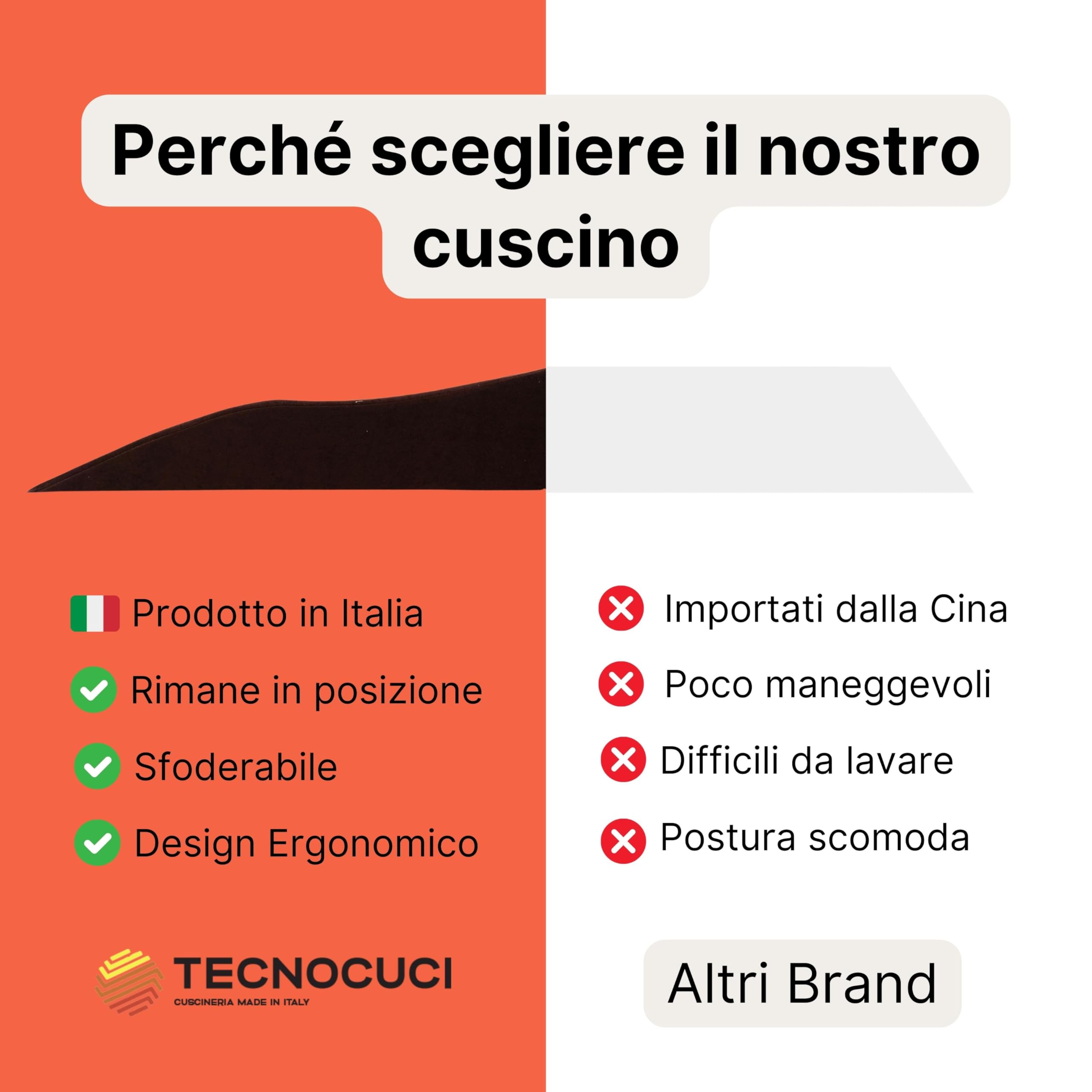Tecnocuci Cojín elevador para circulación y venas varicosas – Fabricado en Italia – Desenfundable y fácilmente lavable