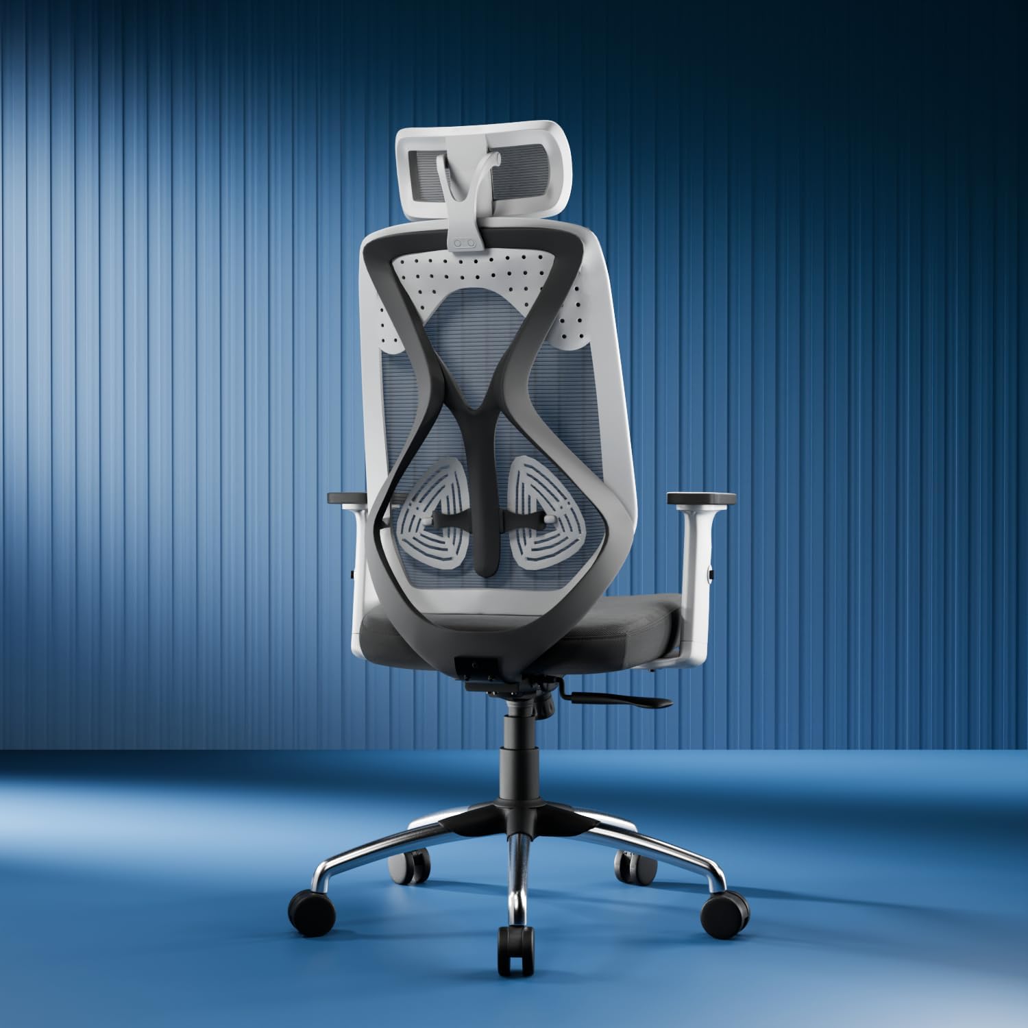 Transform Prime Ergonomic Mesh Office Chair, High Back, Lumbar Support, 2D Armrests, Synchro Tilt-Lock Recline, Heavy-Duty Metal Base, WFH/Study/Gaming (White Grey)