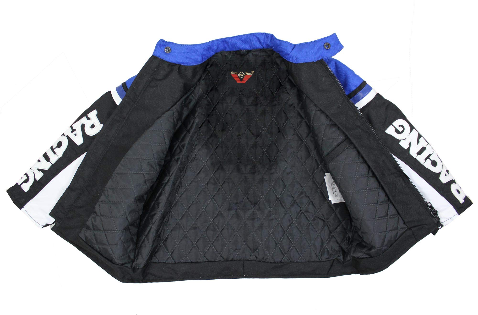 Euro Stars Veste de Motard Textile Pour Enfant - Moto et Course Bleue