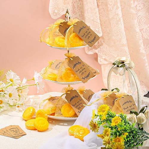 Miniatura 4 de Demissle Juego de 50 regalos de jabón de girasol, regalos de boda de otoño con etiquetas de agradecimiento, suministros de fiesta de otoño para