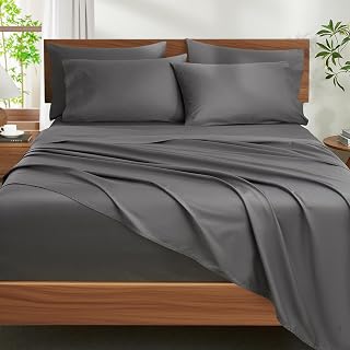 Ivellow 1200 Thread Count 100% Egyptian Cotton Queen Sheet Set 6PC Grey 18" Deep Pocket - Cooling Breathable Hotel Luxury Bedding