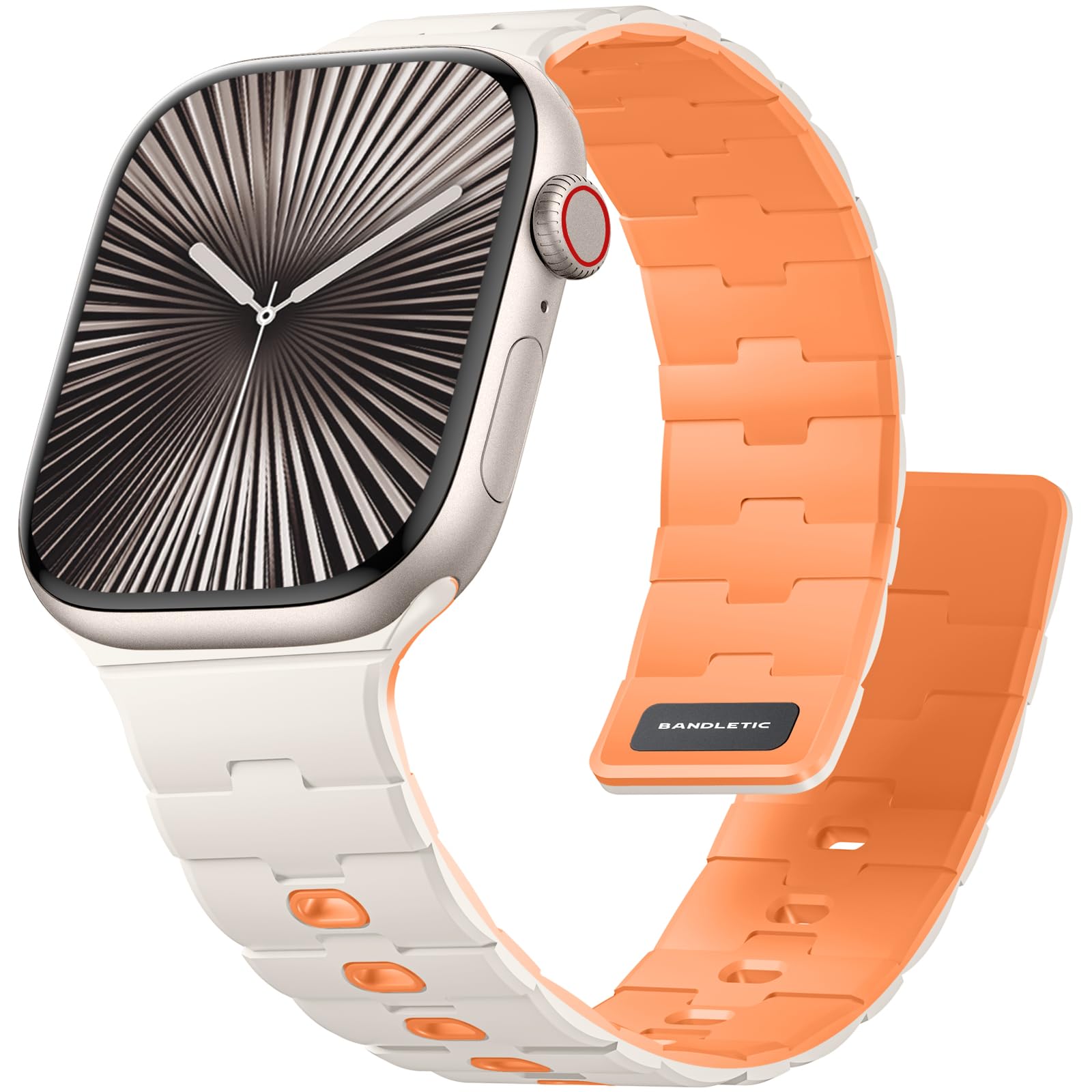 Bandletic Magnetic Silicone Watchband Compatible with Apple Watch Band 44mm 45mm 46mm 49mm 42mm 41mm 40mm 38mm Men Women, Strong Magnet Sport Strap