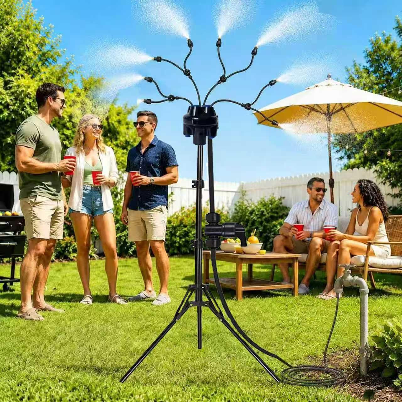Nebulizador Terraza Exterior Kit, Nebulizadores Difusor Agua con 8 Boquillas, Sistema Nebulizador Terraza Portátil Verano para Piscina Jardín Patio