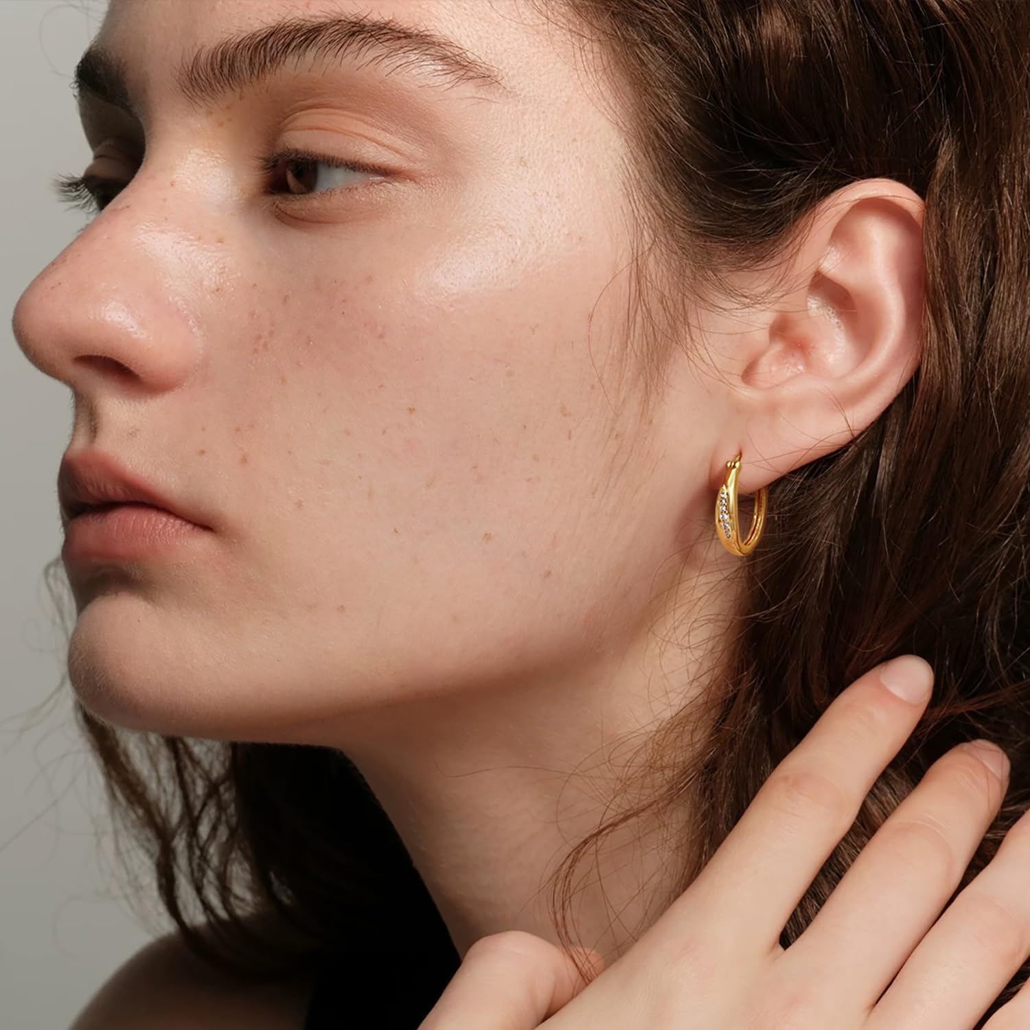 14K Gold Earrings for Women 14K Gold Hoop Earrings for Women Gold Hoops Earring for Womens Hoops with Cubic Zirconia Leaf Design and Natural Elegance Hoop Earring for Womens 20/26mm - Image 4