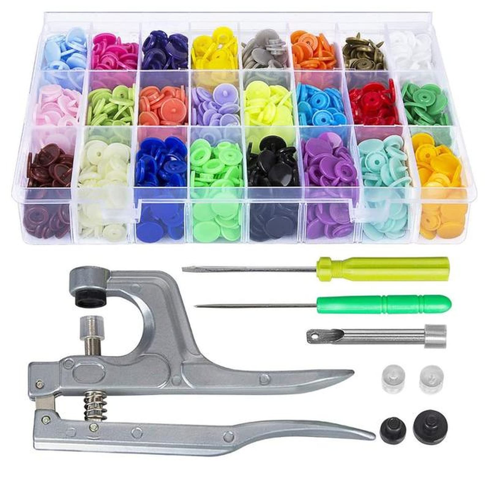 Bottoni 360 Set Pulsante di plastica T5 Plastic Snap con Pinze Snaps Kit for utensili e organizzatore ContaintersESY Sostituzione di scatti ,FAI DA TE Sarto della famiglia Bottoni Gioiello(360 Sets)