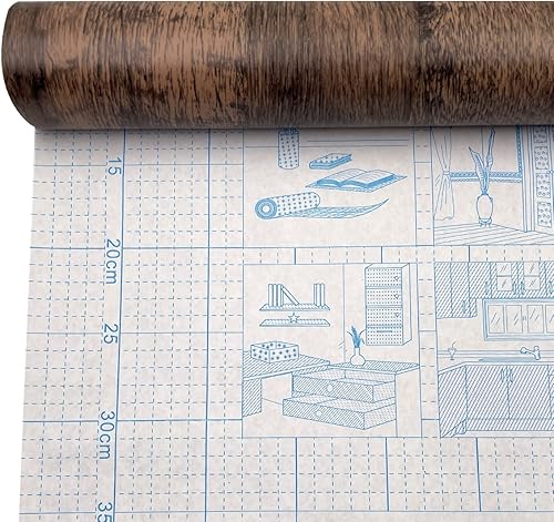 Miniatura 4 de Yifely Papel de estantería de grano de madera marrón retro, autoadhesivo, PVC, revestimiento de cajón, puerta, mesa, adhesivo de 17.7 pulgadas por