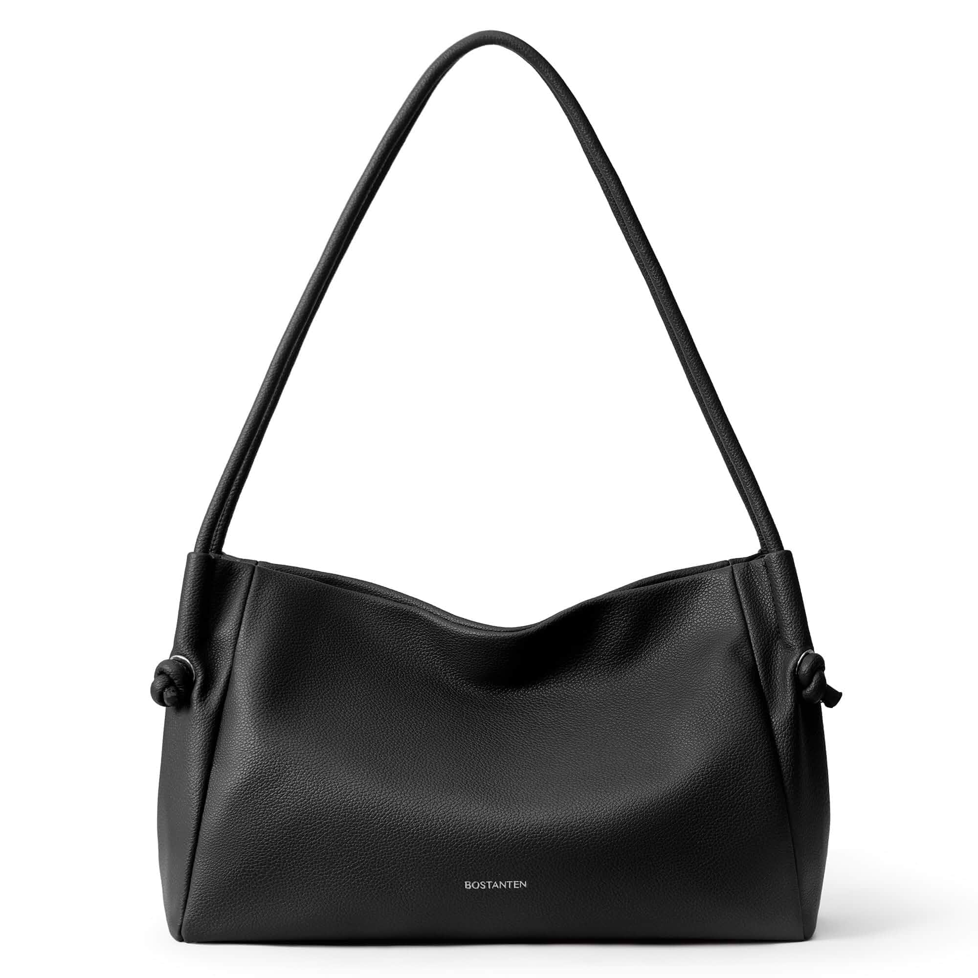 BOSTANTEN Shoulder Bag for Women Pebbled Vegan Leather Purse Soft Handbag Lightweight, Roomy, Multi-pockets, Medium Size for Everyday Work Travel, Adjustable Rope Knotted Strap