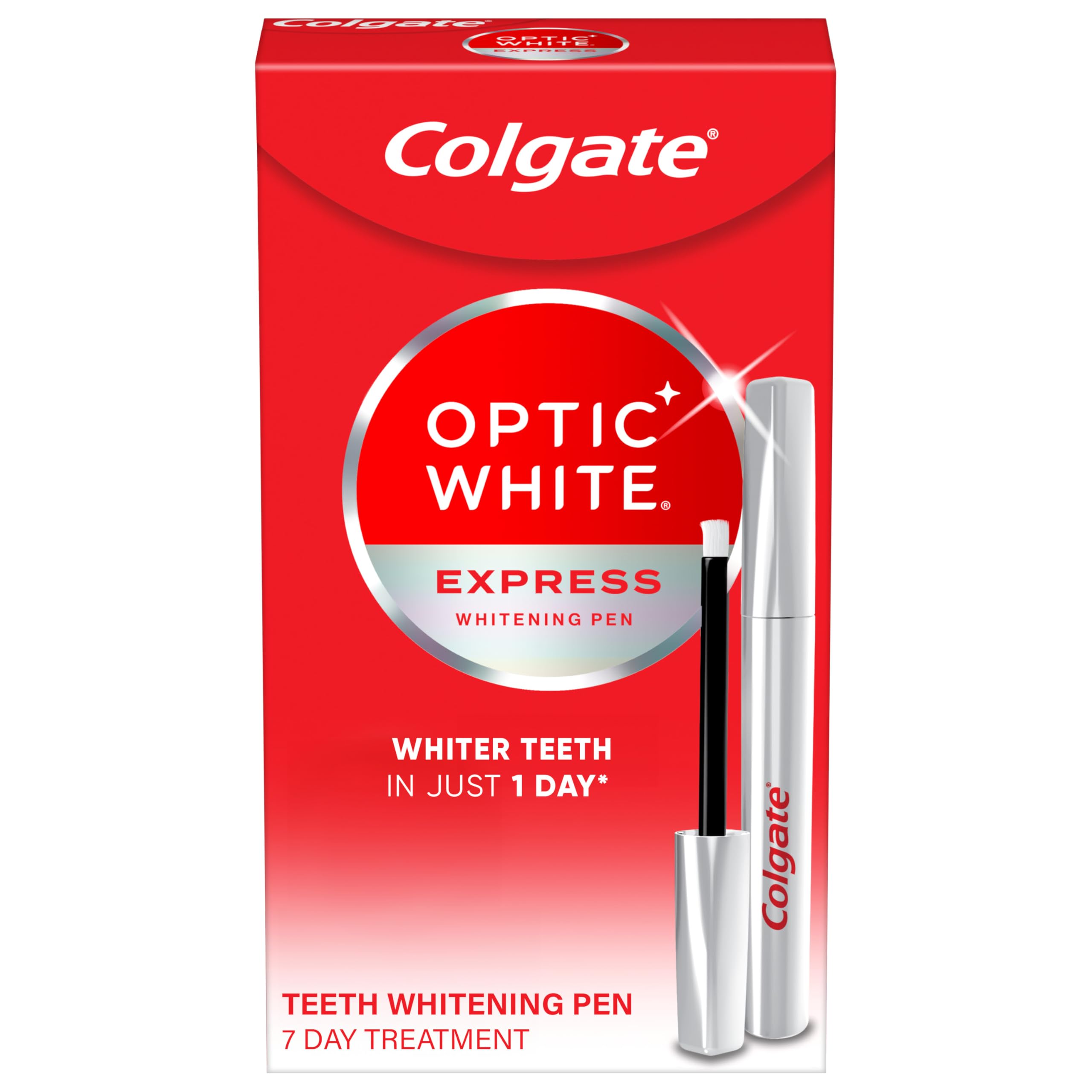 Colgate Optic White Express Teeth Whitening Pen, Enamel-Safe Tooth Whitening Applicator, Helps Whiten Teeth in As Little As 1 Day of Use, 7 Day Whitening Treatment, 0.08 fl oz