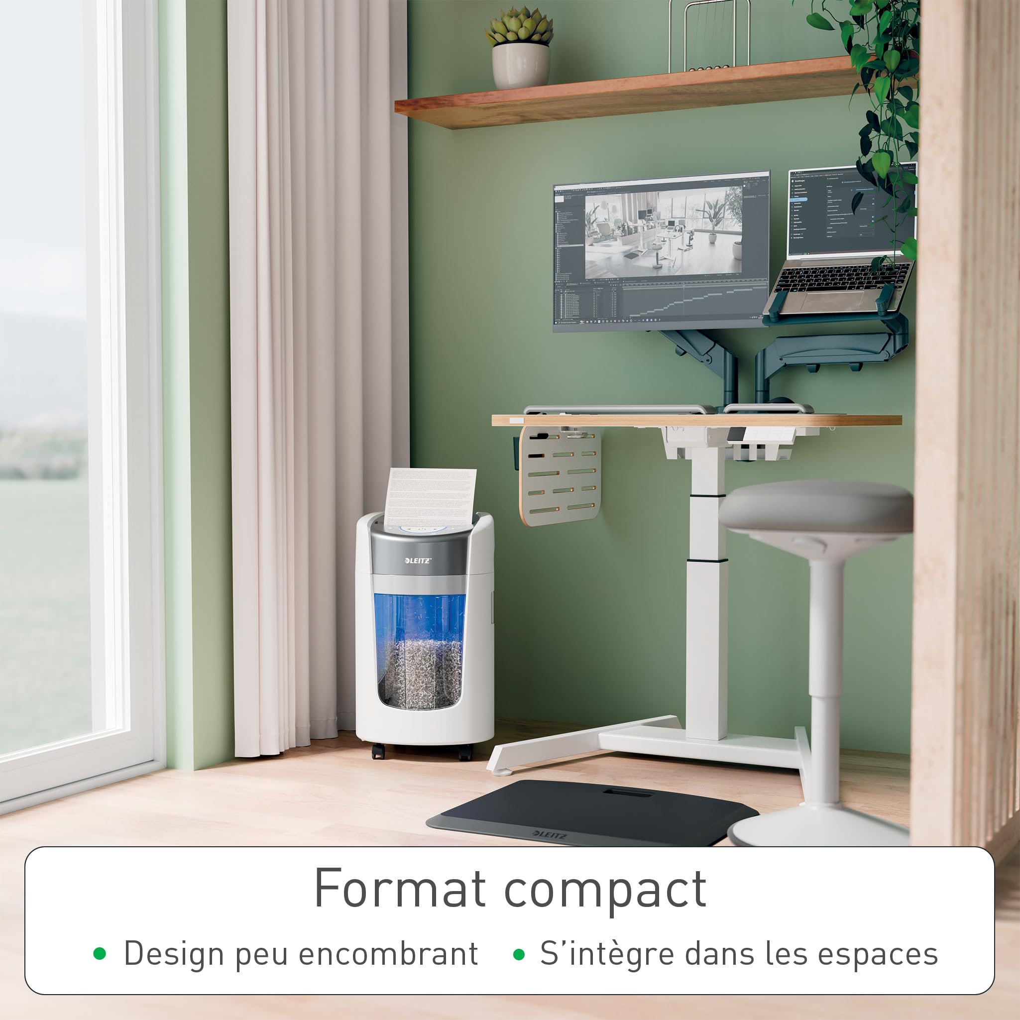 Leitz IQ Optimax Home Office 225 Destructeur de Papier Coupe Micro P5, 8-6 Feuilles, 225 x A4 (15L)