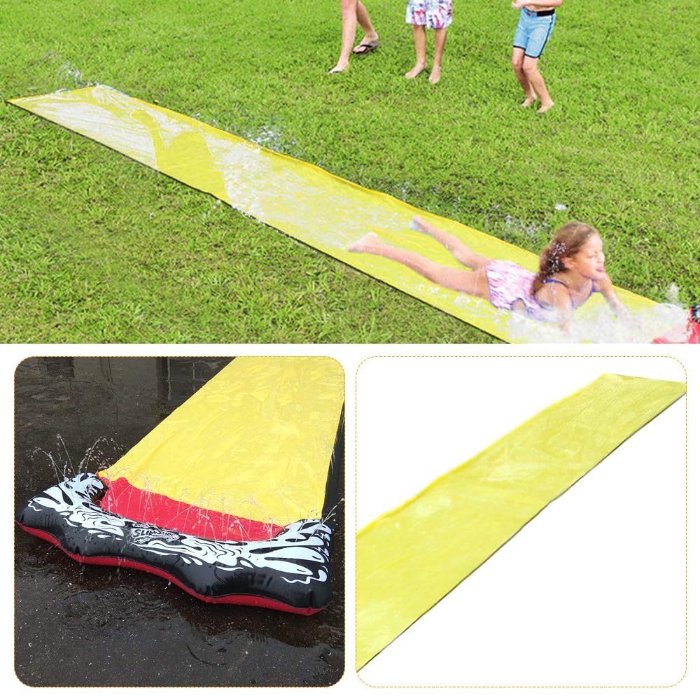 480 * 70cm Toboggan Aquatique, Toboggan pour Pelouse Double Toboggan à Eau, Tapis de Glisse Eau Enfant pour Pelouse et Jeux d'eau en Extérieur