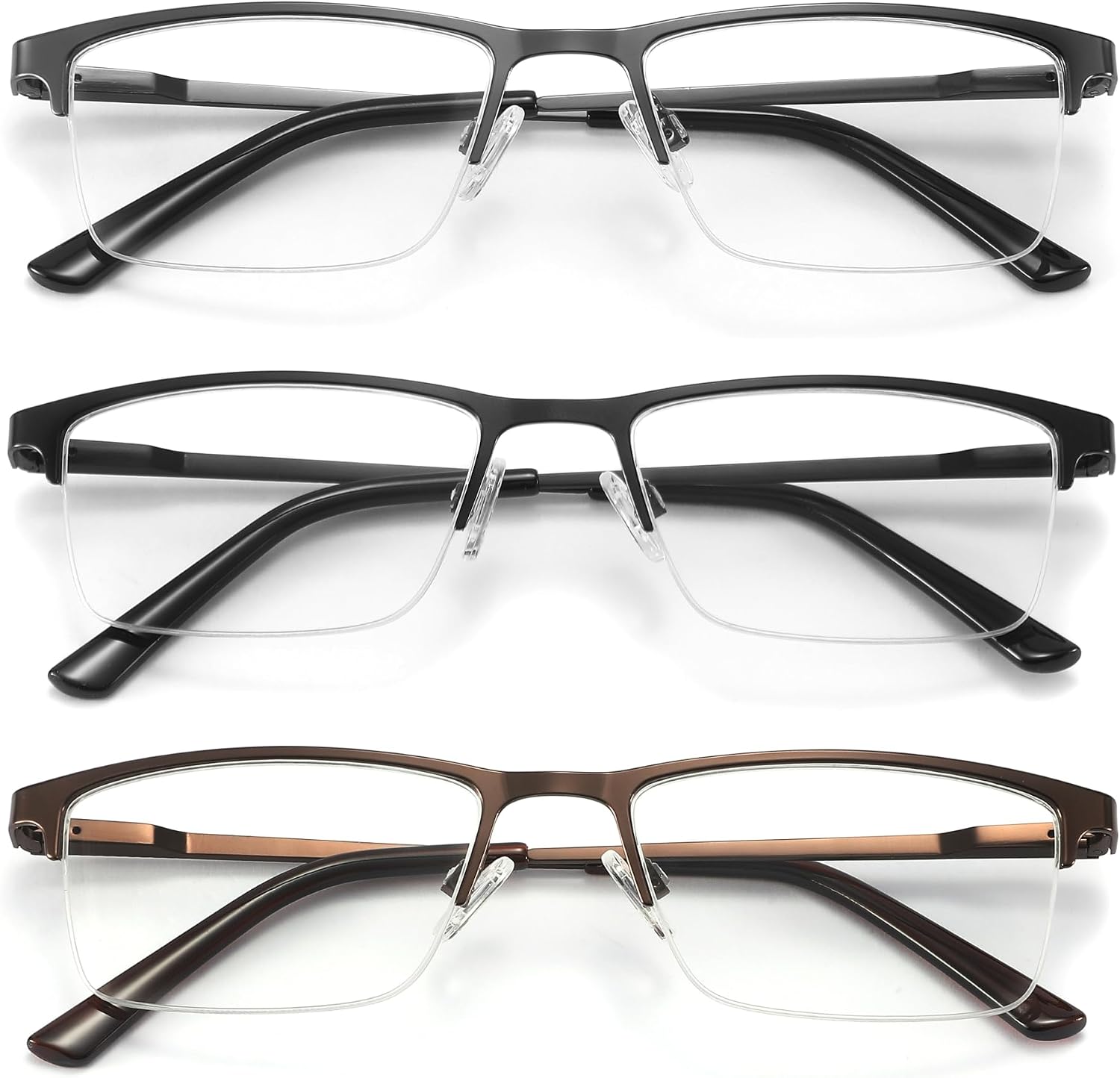 acavefox 3 Pack Blue Light Blocking Reading Glasses Men Readers 1.0-4.0