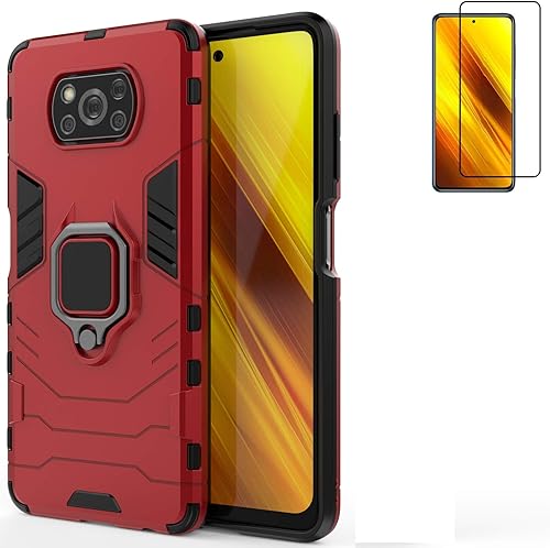 Funda para Xiaomi Poco X3 NFCPoco X3 Pro con protector de pantalla, híbrida resistente a prueba de golpes, protección de doble capa, funda trasera