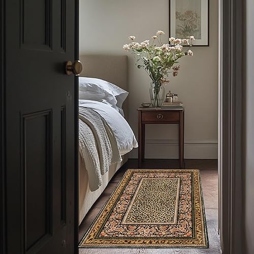 Miniatura 29 de Alfombras Grandes de Área con Estampado de Leopardo Marrón para Sala de Estar y Comedor, Alfombra de Piso Moderna Abstracta Lavable de 5'x8',