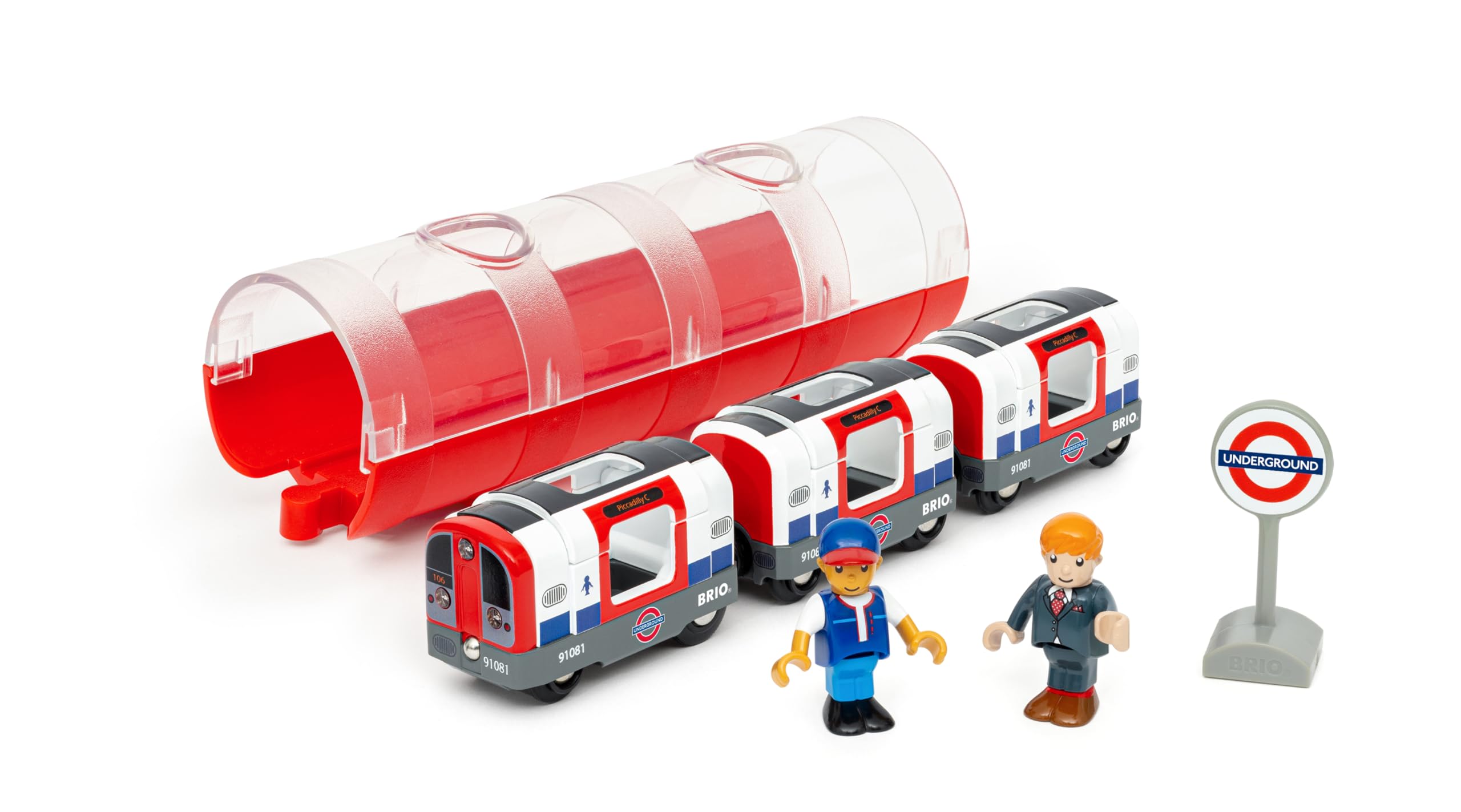 BRIO World - 36085 Trains of the World Londoner U-Bahn mit Licht und Sound - Spielzeugzug mit Licht & Sound für Kinder ab 3 Jahren