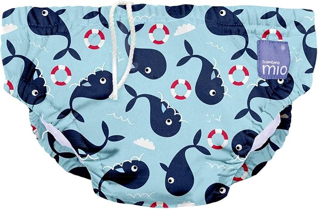 Bambino Mio, Reusable Swim Nappy Pants for Babies and Toddlers, Boys and Girls, Whale Wharf, Large (1-2 Years)