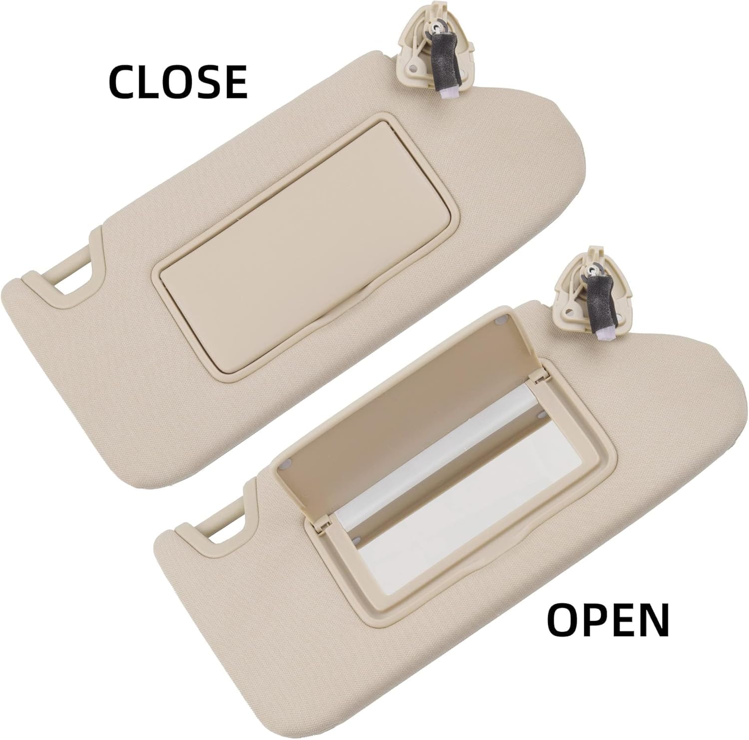 Dasbecan Beige Pair Sun Visor Compatible with Nissan Altima 2013-2018 with Mirror and Vanity Light Without Sunroof Replaces# 96401-3TA2A