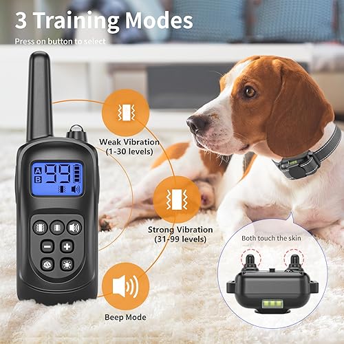 Miniatura 2 de Collar de entrenamiento para perros sin golpes, collar de perro vibrante de rango de 2000 pies, collar de vibración impermeable IPX7 para perros,