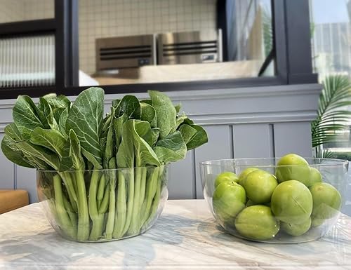 Miniatura 2 de Qxbekmor Ensaladeras y cuencos grandes de acrílico para servir, ideales para servir ensaladas, palomitas de maíz, papas fritas, salsas, condimentos,