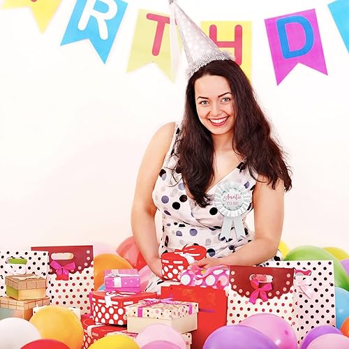 Miniatura 4 de WOWOPA Alfiler de insignia de hojalata de la tía a ser, alfiler de fiesta de revelación de género, diseño de hojas verdes para tía, decoración de