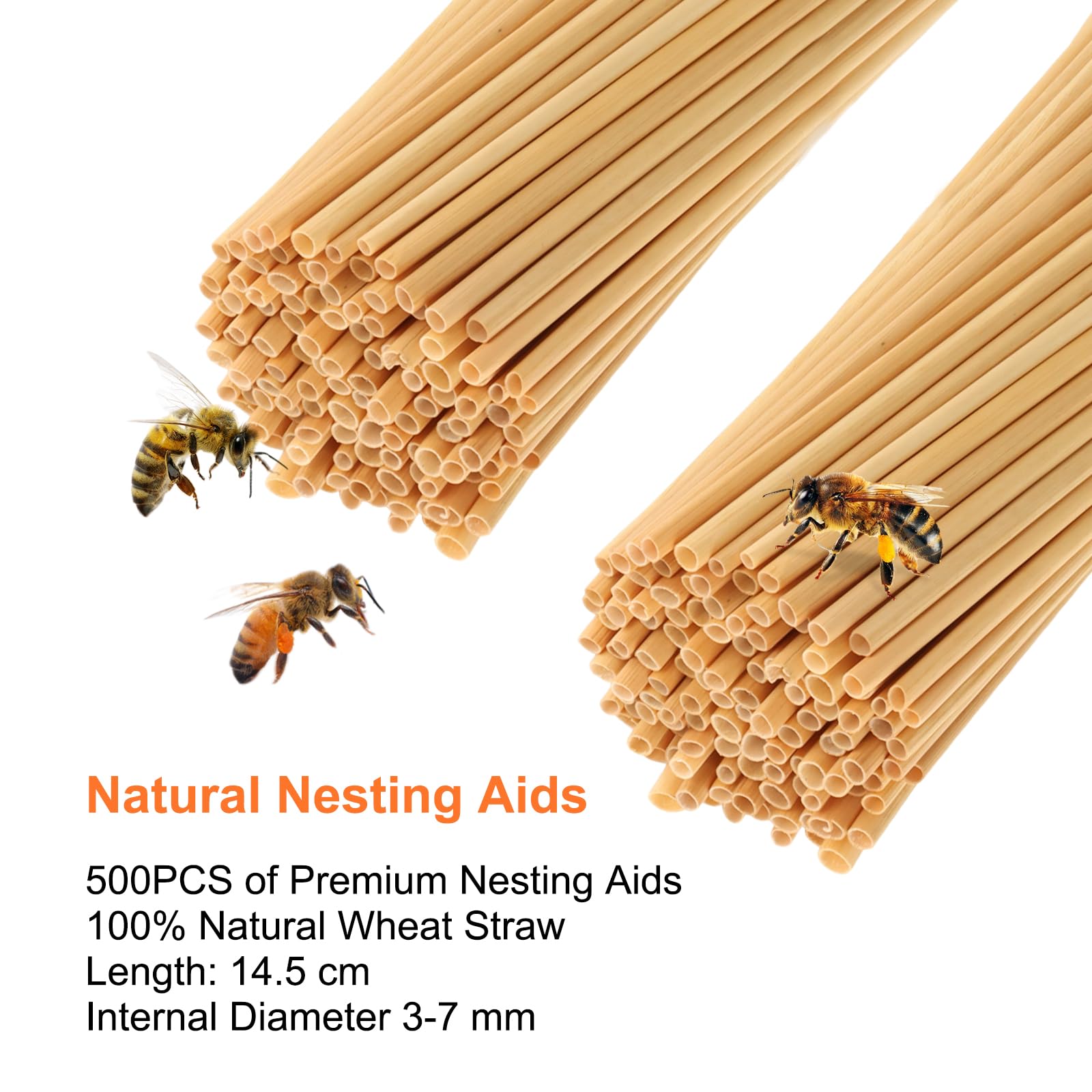 500 Pièces Tubes en Bambou, Tubes de Nidification en Carton, 14.5cm, Manchons de Nidification, Matériau de Remplissage pour Hôtel à Insectes, Maison à Insectes, Abeilles Sauvages