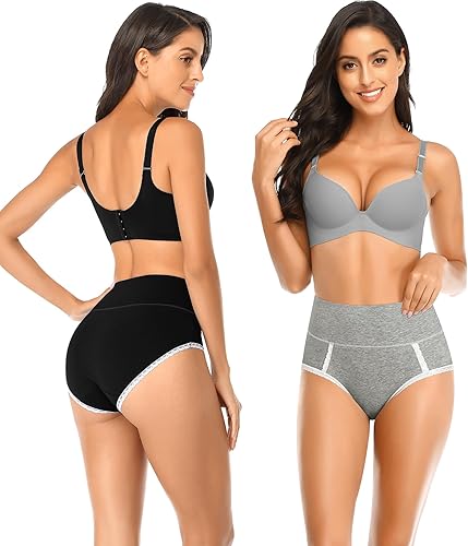 Miniatura 2 de UMMISS Ropa interior de algodón para mujer, de cintura alta, cobertura completa, para posparto, suave, transpirable, sin rollitos.