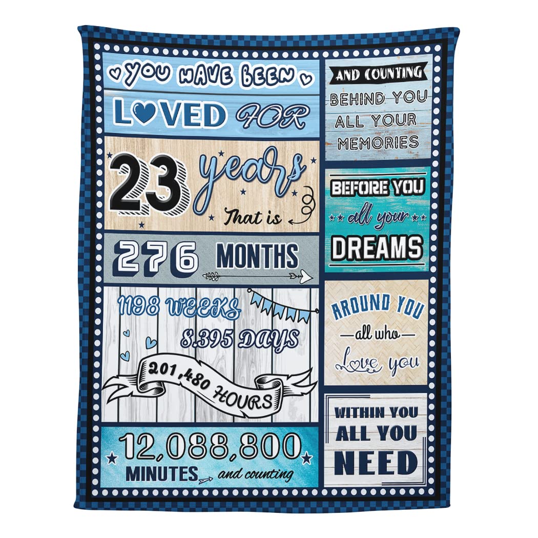23 Year Old Boy Birthday Gift, Super Soft and Warm Happy Birthday Blanket, Digital Heartwarming Sentences Creative Design Ideal Gifts for 23 Year Old Child, 50