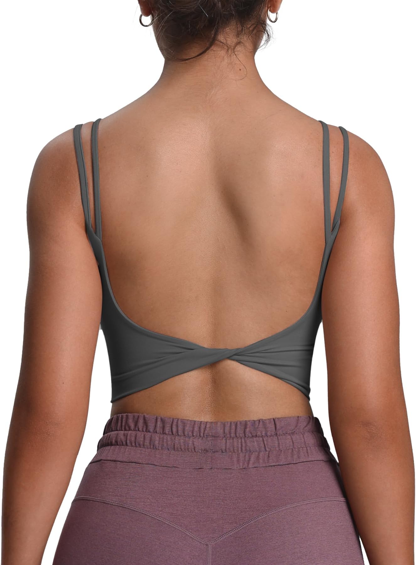 Aoxjox Women's Workout Sports Bras Fitness Yoga Crop Tank Twist Back Cami