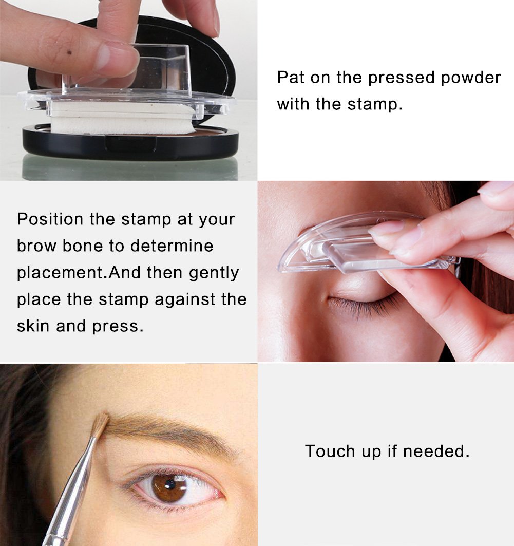 Proszek do stempla na brwi Perfect Eyebrow Power Seal Nature Brow Stamp Narzędzie do makijażu Delikatny kształt brwi dla profesjonalistów i początkujących (#4 Czarno-szary)