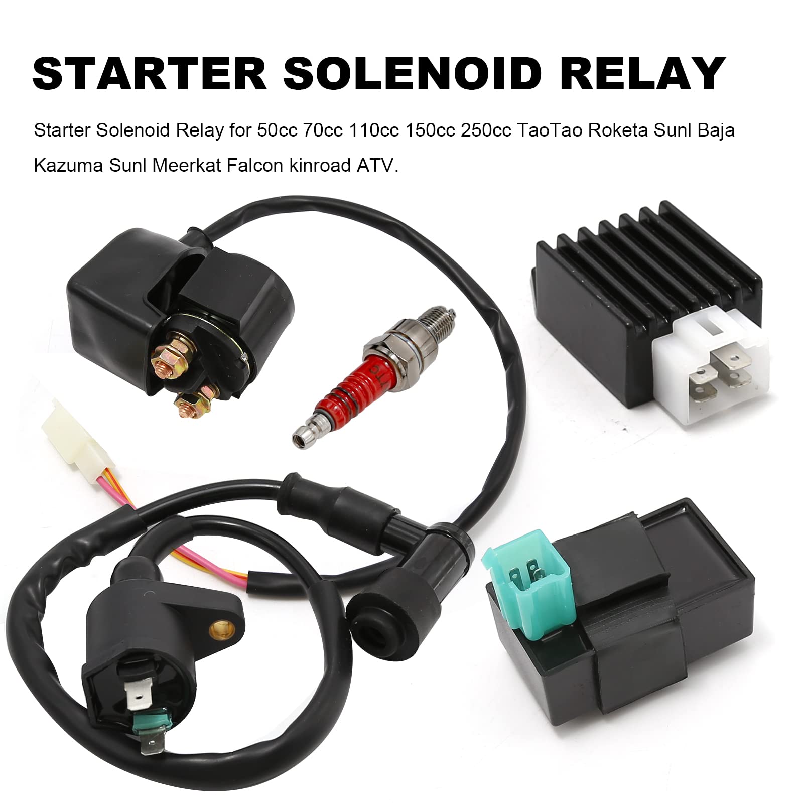 Motor De Arranque Relé Solenóide Para Chinês 4 Três Rodas Scooter Moped Atv Quad - Foto 2