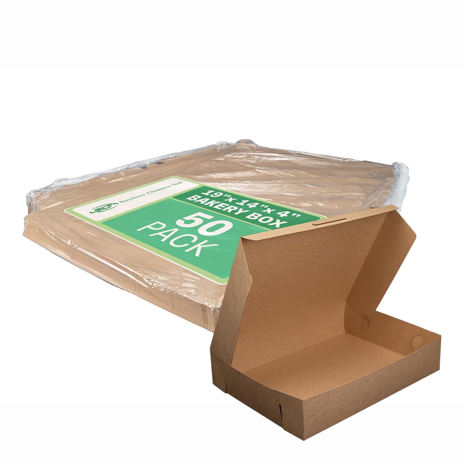 SCT Kraft One-Piece Non-Window Bakery Boxes, 19 x 14 x 4, Brown, Paper, 50/Carton