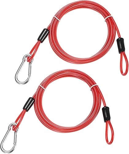 Miniatura 9 de Cable de seguridad con ganchos y bucles [2 piezas] – Cerradura de equipaje de acero inoxidable de 3.28 pies / 129.1 pulgadas, cable de seguridad