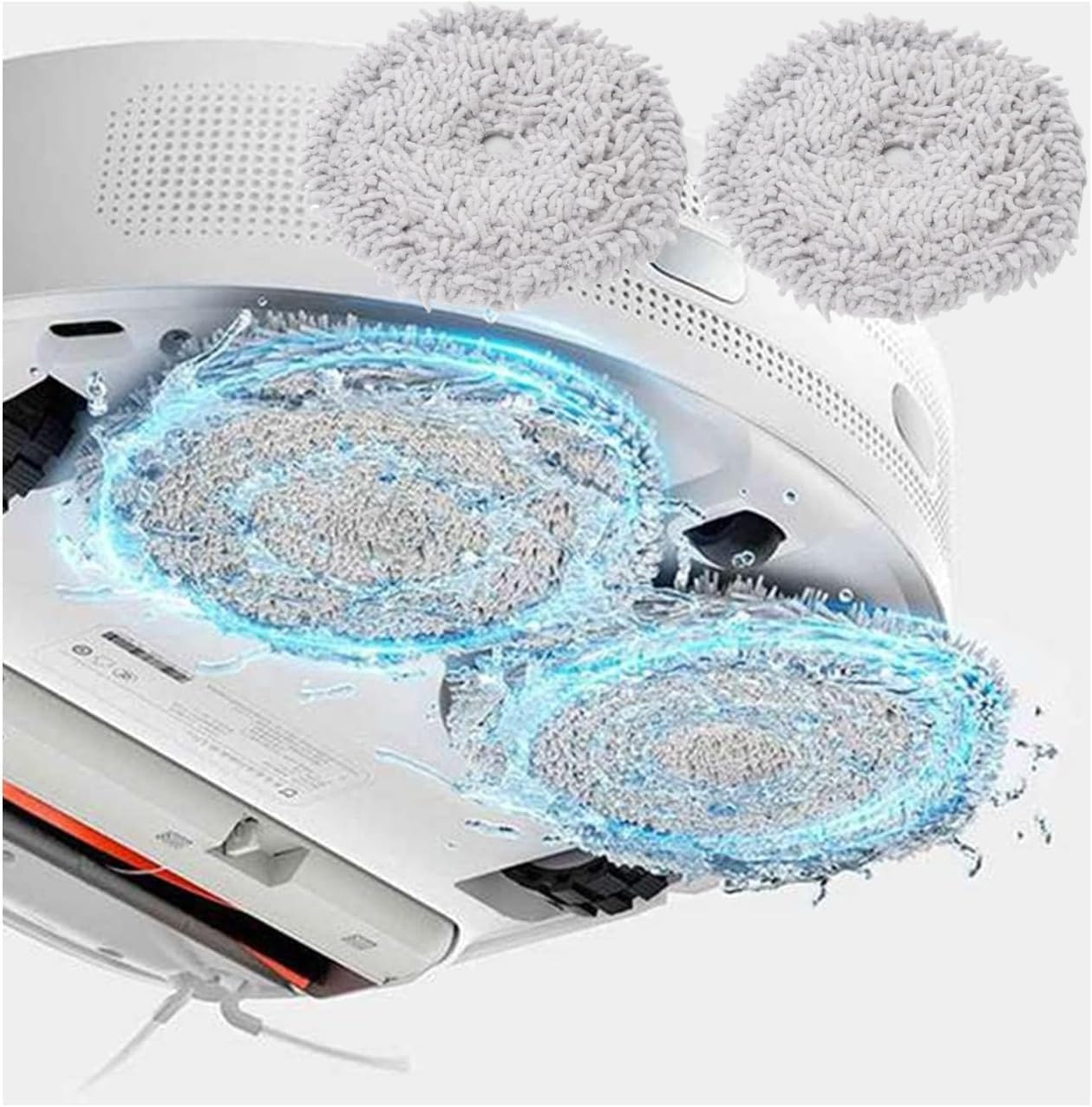 Mop pads attached to a robot vacuum