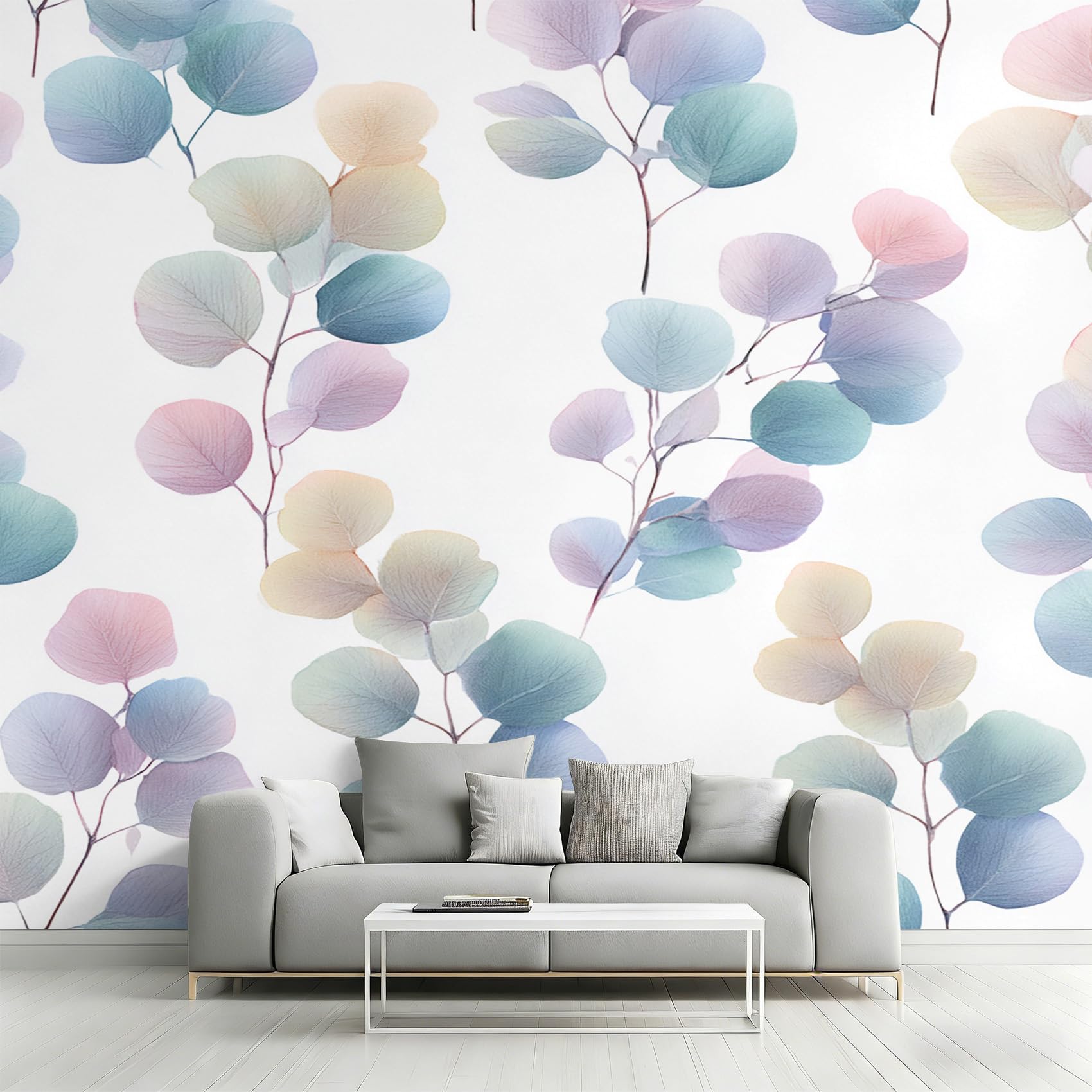 Papier Peint Intissé Feuilles d'Eucalyptus Panoramique 366x254 cm