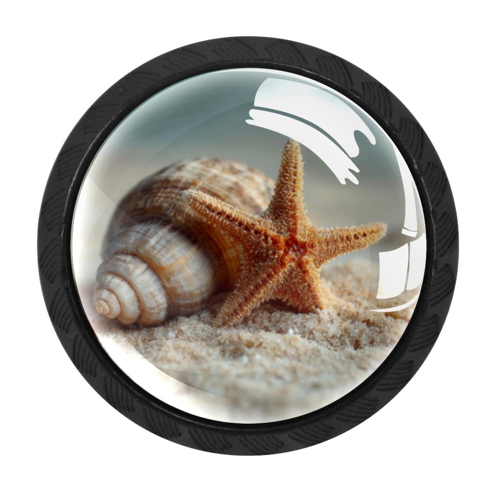 CHENZZZZ 4 Pieces Sand Beach Starfish Shell (1) Kitchen Cabinet Knobs Drawer Knobs Dresser Knobs Black Knobs Drawer Pulls Dresser Drawer Handles Knobs for Dresser Drawers