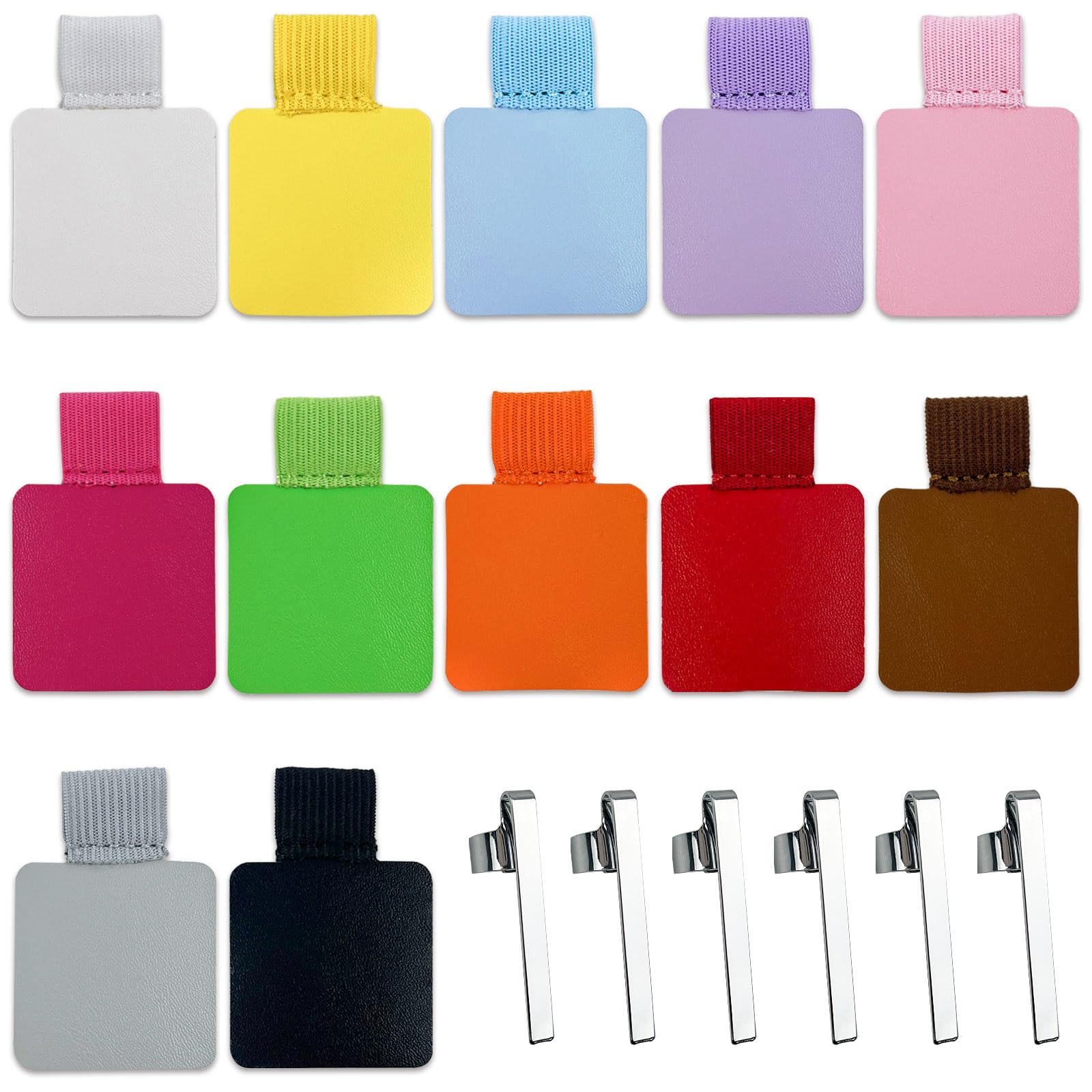 Binxus 12 PCS Pen Loop Holder, Adhesive Pen Holder for Notebook with Elastic Pen Holder, Pen Loops for Planner Leather Pencil Holder Metal Pen Clips (