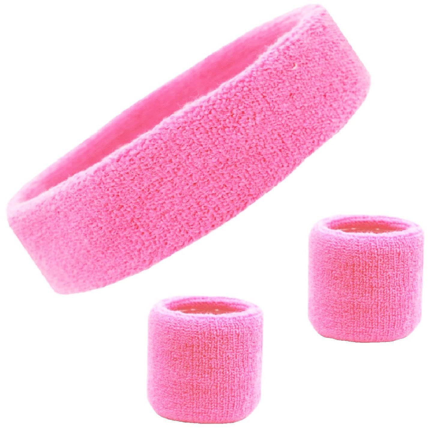 PRASH Sports Headband and Pair of Wristband (5 Inch) (Black) Sport Sweat Band Workout Tennis Cycling Gym Football Cricket-image-14