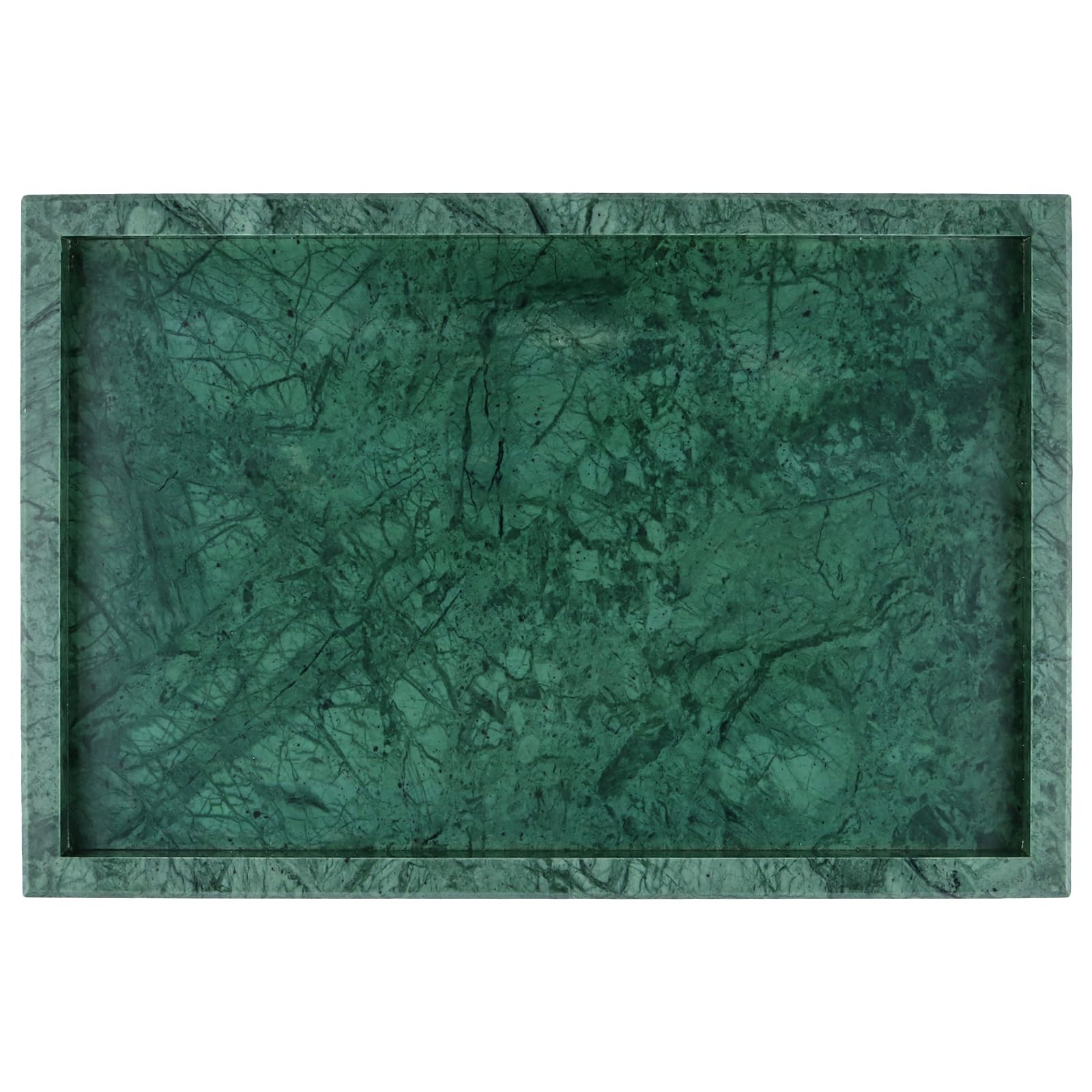 ZOENHOU Taca z naturalnego marmuru 30 x 20 x 3 cm, zielona prostok?tna deska do serwowania, marmurowa taca na kosmetyki, organizer na kosmetyki, toaletk? i dekoracj? ?azienki