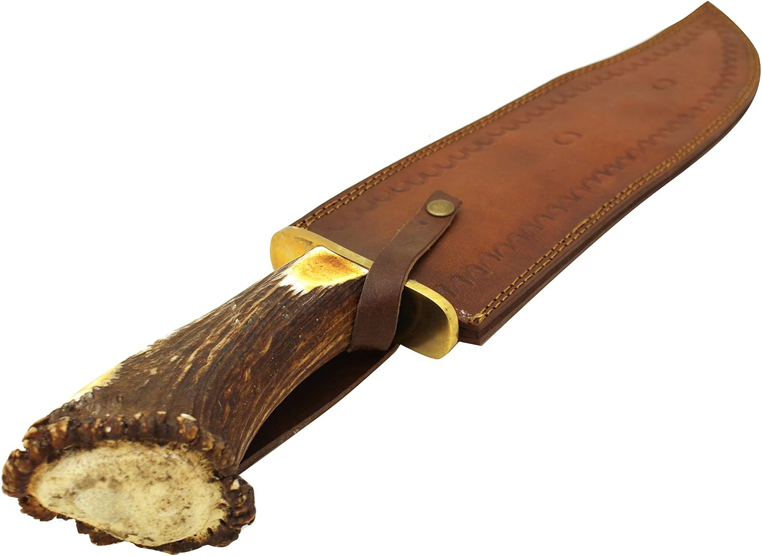 Wild Turkey Handmade Collection 25" Montana Stag Handle Strong Heavy Duty Hunting Knife With Leather Sheath (Stainless Steel)