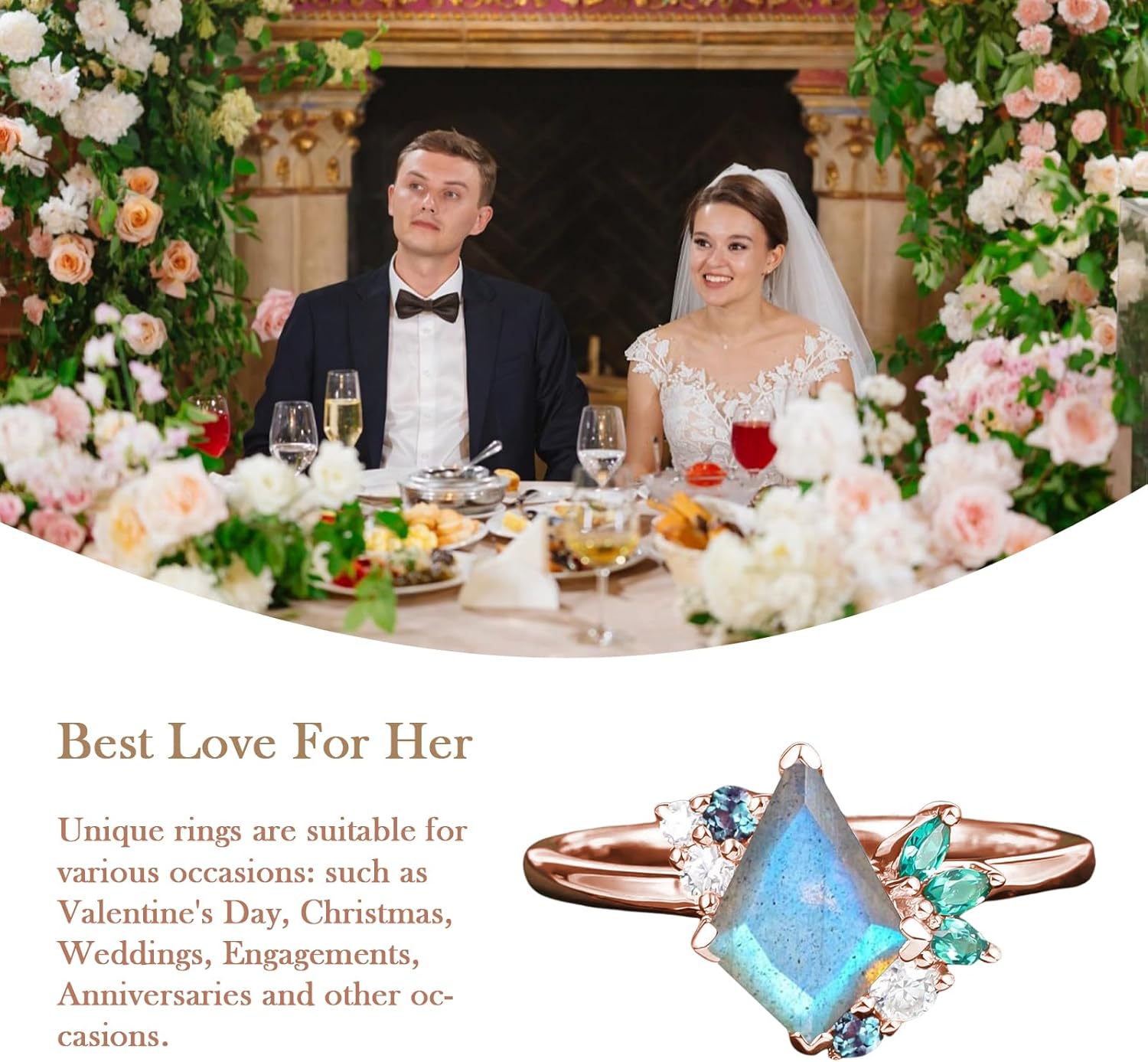 10K/14K/18K Solid Gold Gemstone Vintage Engagement Ring for Women 1 Carat Kite Gemstone Cluster Unique Art Deco Promise Anniversary Personalized Ring for Her