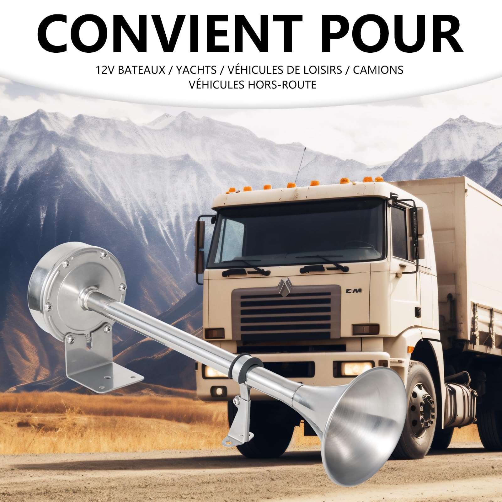 FARBIN Klaxon de Bateau 12V Corne de Brume Trompette Marin acier Inoxydable | étanche, klaxon de camion pour bateau brume yacht camping-car