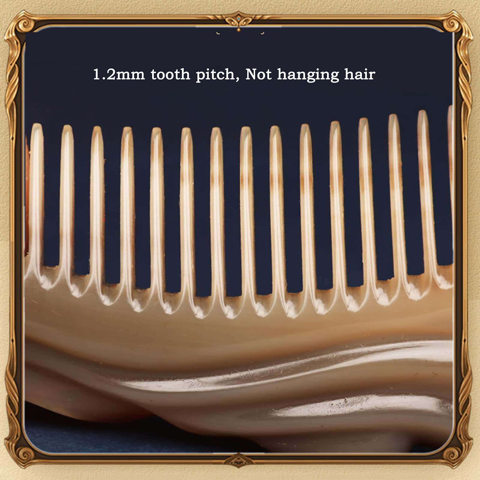 U/D Peines para El Cabello, Peine De Masaje Desenredante Antiestático para Cabello Y Barba, Mini Peine De Bolsillo Portátil Peine De Cuerno De Buey Hecho A Mano, Sin Mango,Natural,B