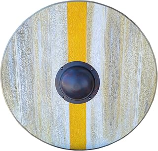 Swordsaxe Historical Ragnar Lodbrok Viking Shield Medieval Norse Wooden Plank Stripe Yellow