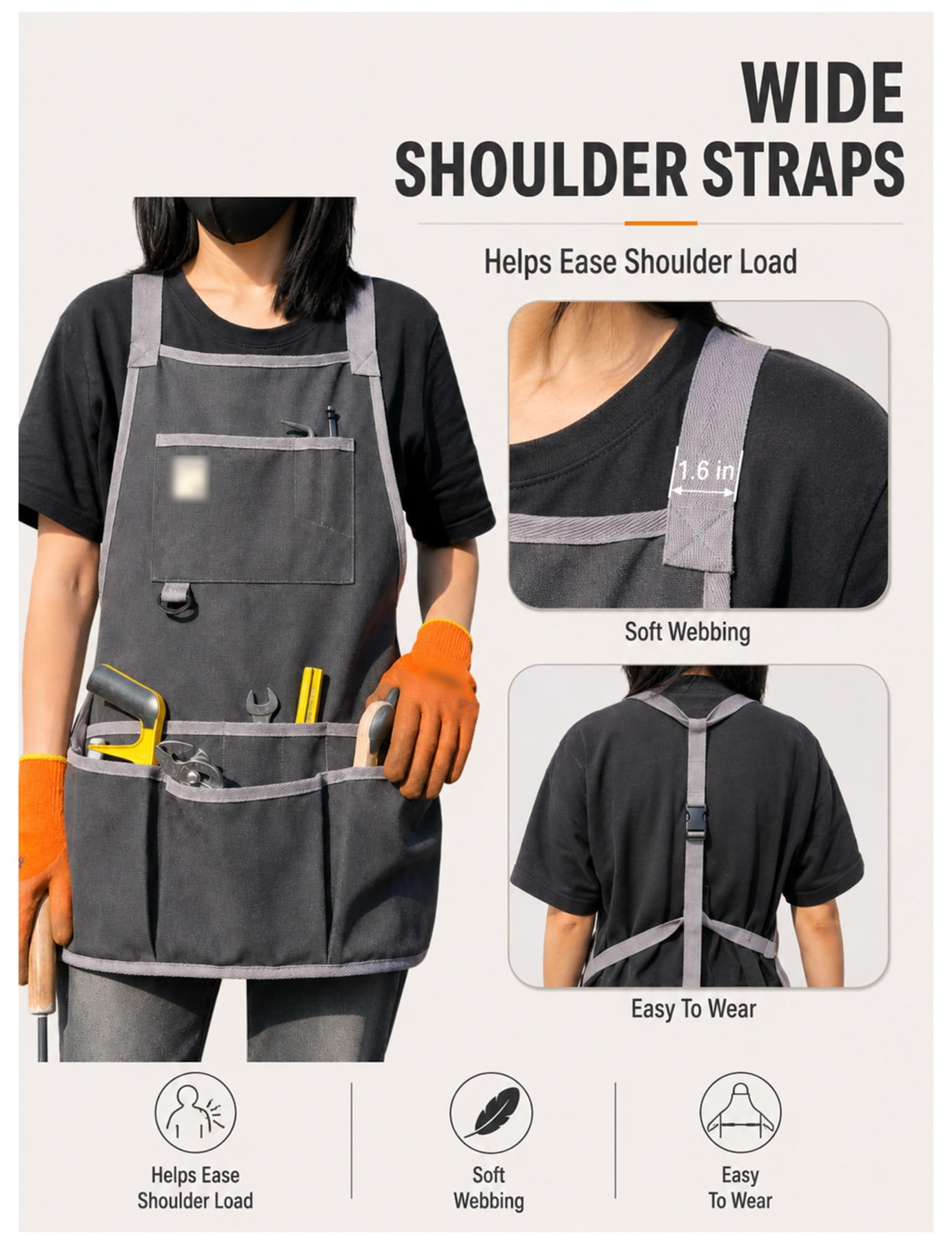 Générique Tablier de bricolage réglable avec doubles poches pour atelier