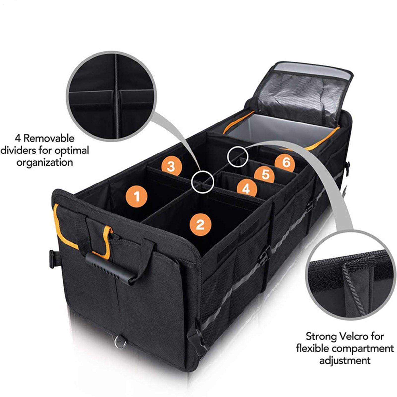 Organizador de Maletero para Coche Portátil Aislante De Gran Capacidad | Organizador de Almacenamiento para Coche para Viajes Camping Interior de Automóvil Furgoneta