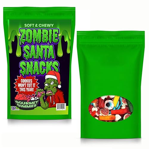 Miniatura 9 de Zombie Santa Snacks - Gomitas de gomitas gourmet para niños - Divertido regalo de Navidad espeluznante de zombi - Ojos masticables, cerebros, dedos