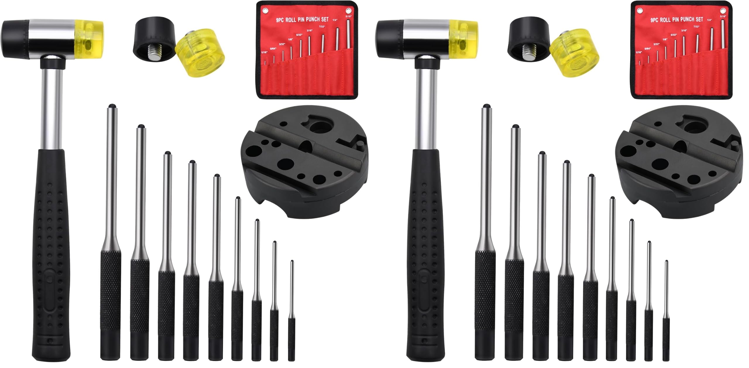 14pcs Pin Punch Set, including Universal Block, Pin Punches and Hammer (Pack of 2)