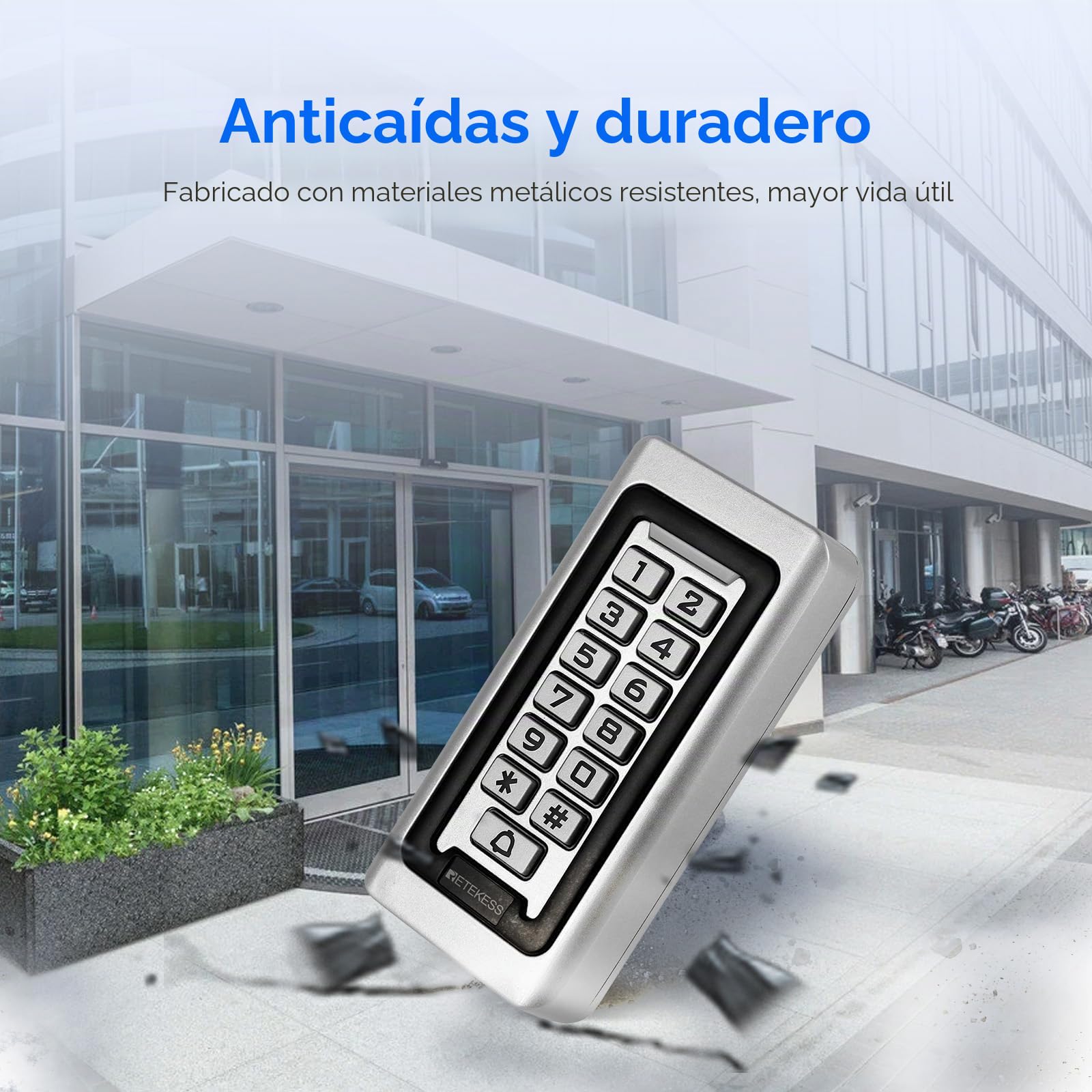 Retekess T-AC03 Control de Acceso Puerta, Teclado Acceso Impermeable IP68, Teclado Táctil Proximidad para RFID Sistema de Control de Acceso 125KHz Retroiluminación 2000 ID Wigan 26 Garaje Departamento