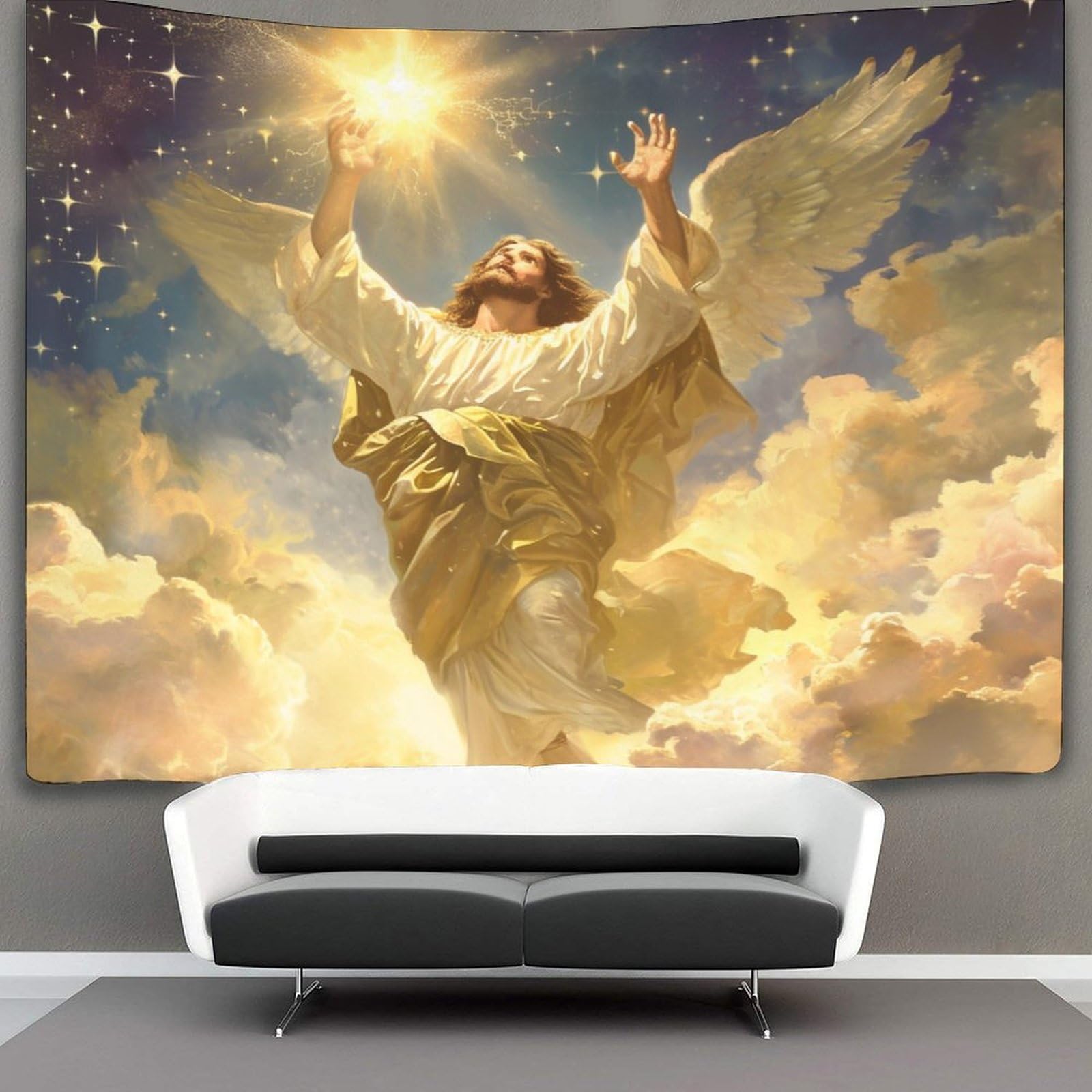 VFKLZCNYR 3D Jesus Print Wall Blanket Home Decoration Bedding Poster Wall Art Tapestry Wall Hanging Tapestries Soft Polyester for Bedroom,Decorations Beach Blanket College Dorm 180cmx230cm
