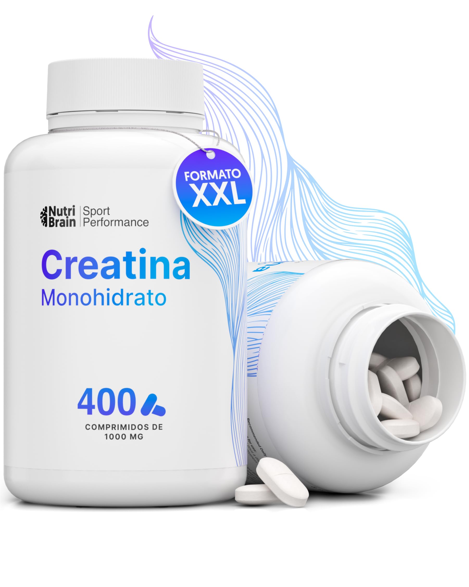 Creatina Monohidratada 3000 mg – 400 comp (3-4 meses) | Mejora Fuerza, Masa Muscular, Resistencia, Recuperación, Energía y Agilidad Mental | Vegano, Sin Gluten, No OGM | Para Hombre y Mujer